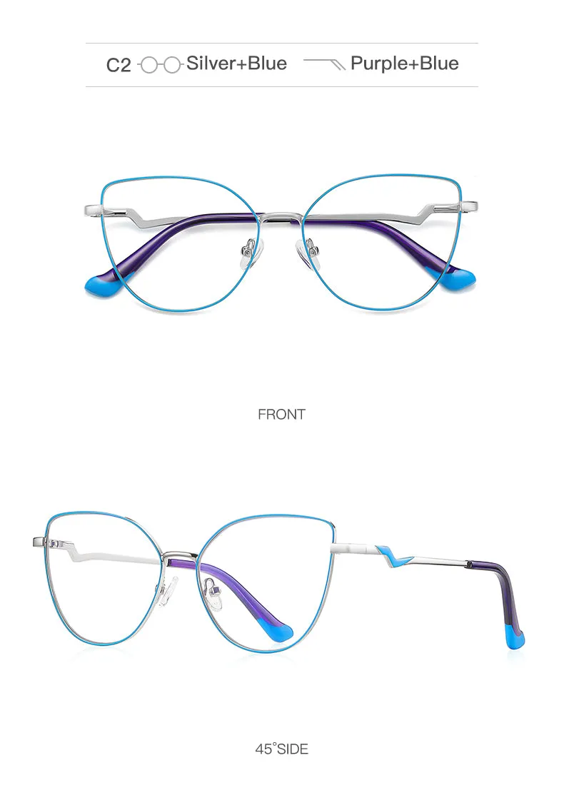 Gmei Women's Full Rim Alloy Cat Eye Frame Eyeglasses 3043