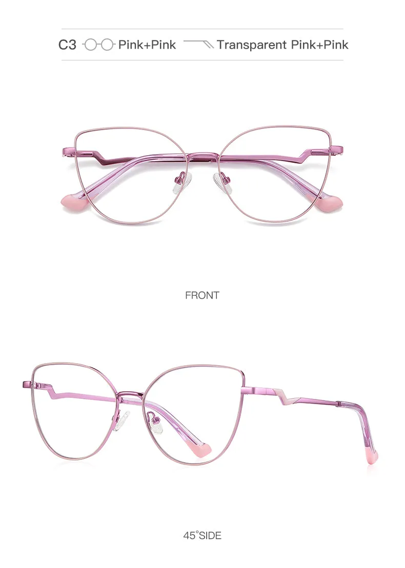 Gmei Women's Full Rim Alloy Cat Eye Frame Eyeglasses 3043