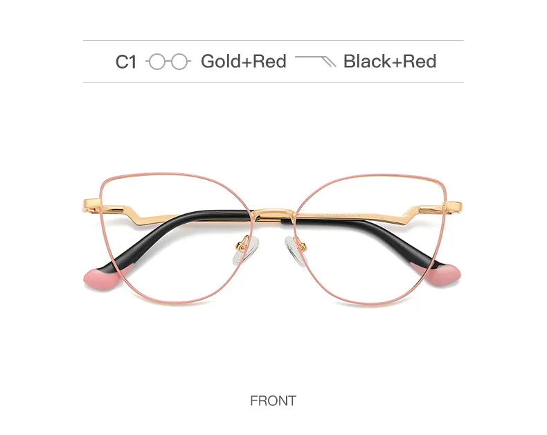 Gmei Women's Full Rim Alloy Cat Eye Frame Eyeglasses 3043