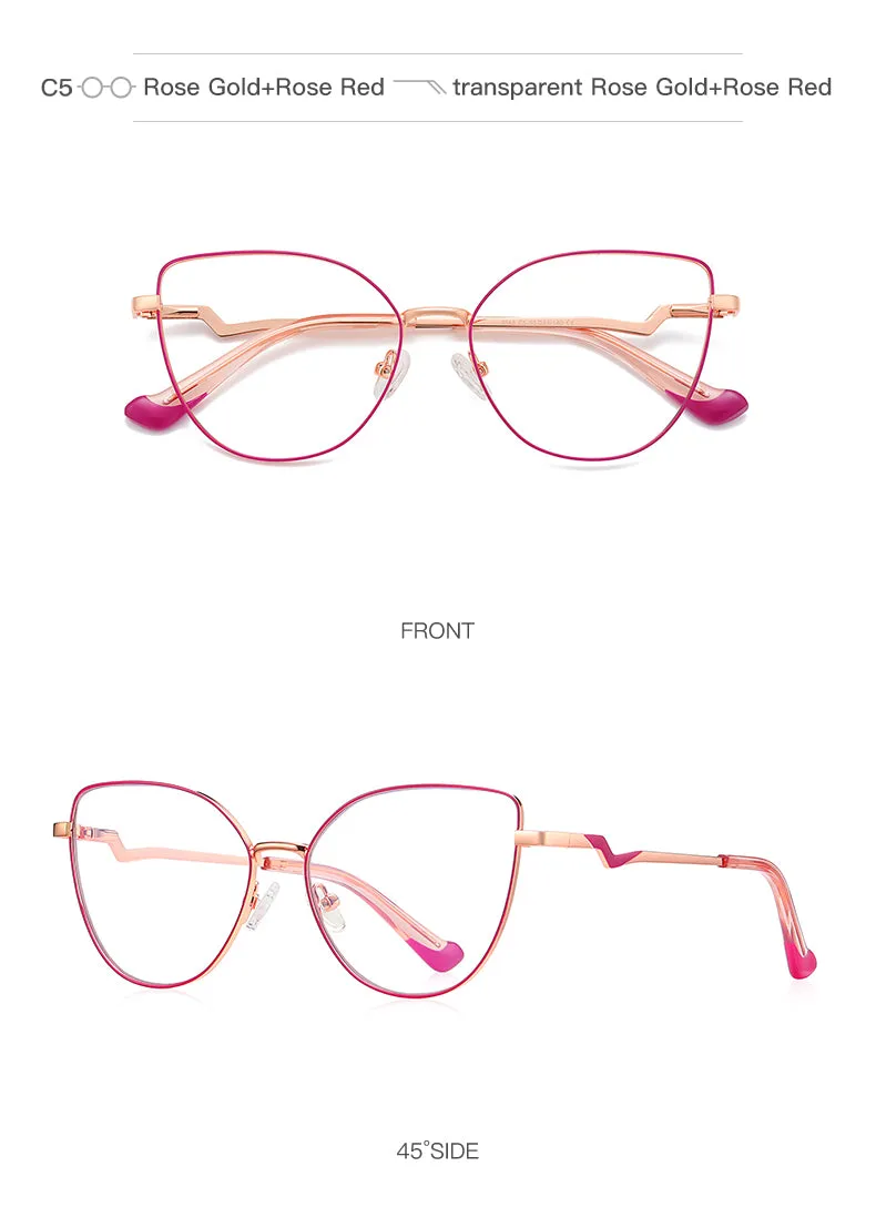 Gmei Women's Full Rim Alloy Cat Eye Frame Eyeglasses 3043