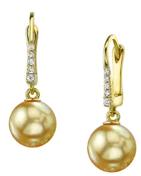 Golden South Sea Pearl & Diamond Equinox Dangle Earrings