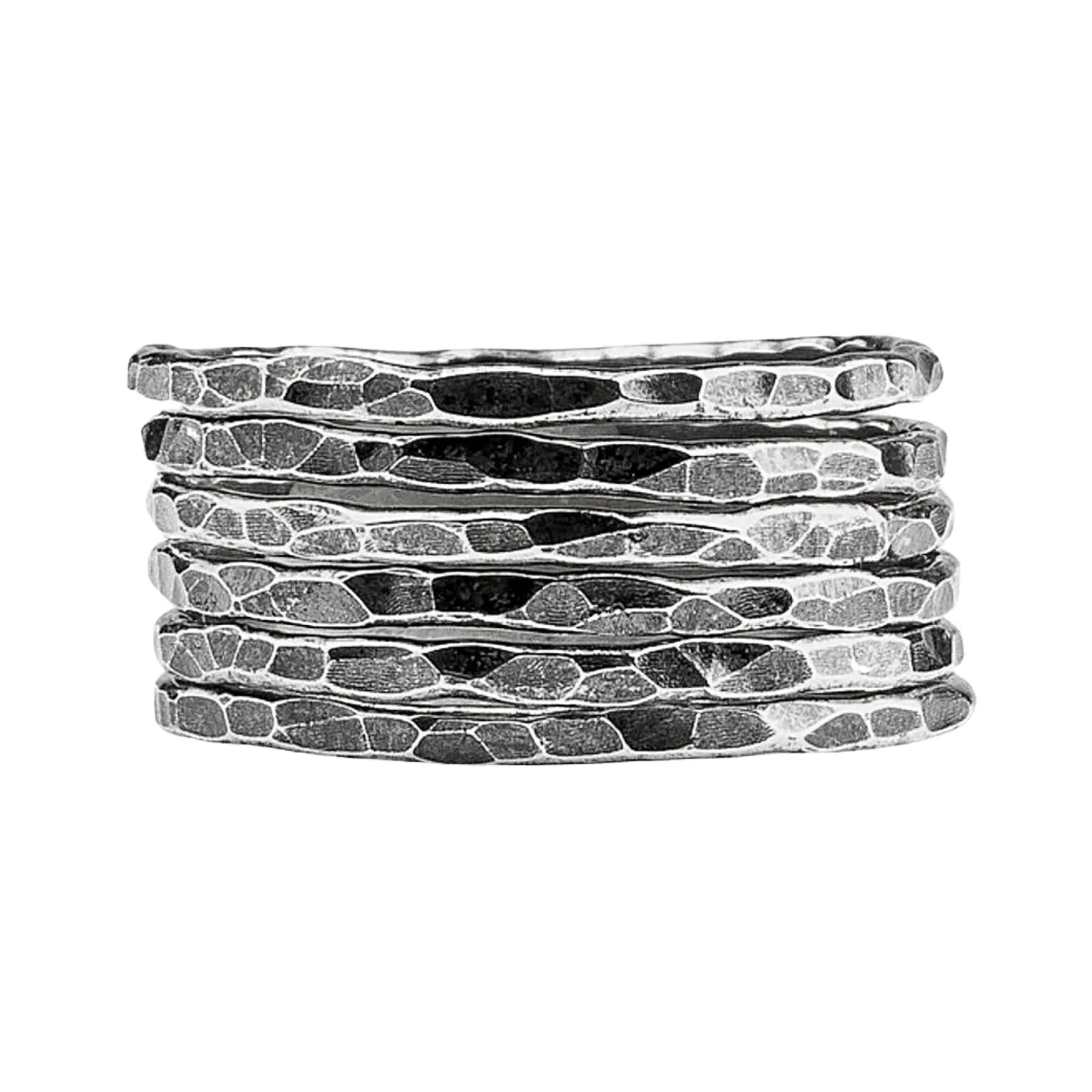 Hammered Stacking Rings | Oxidized Silver