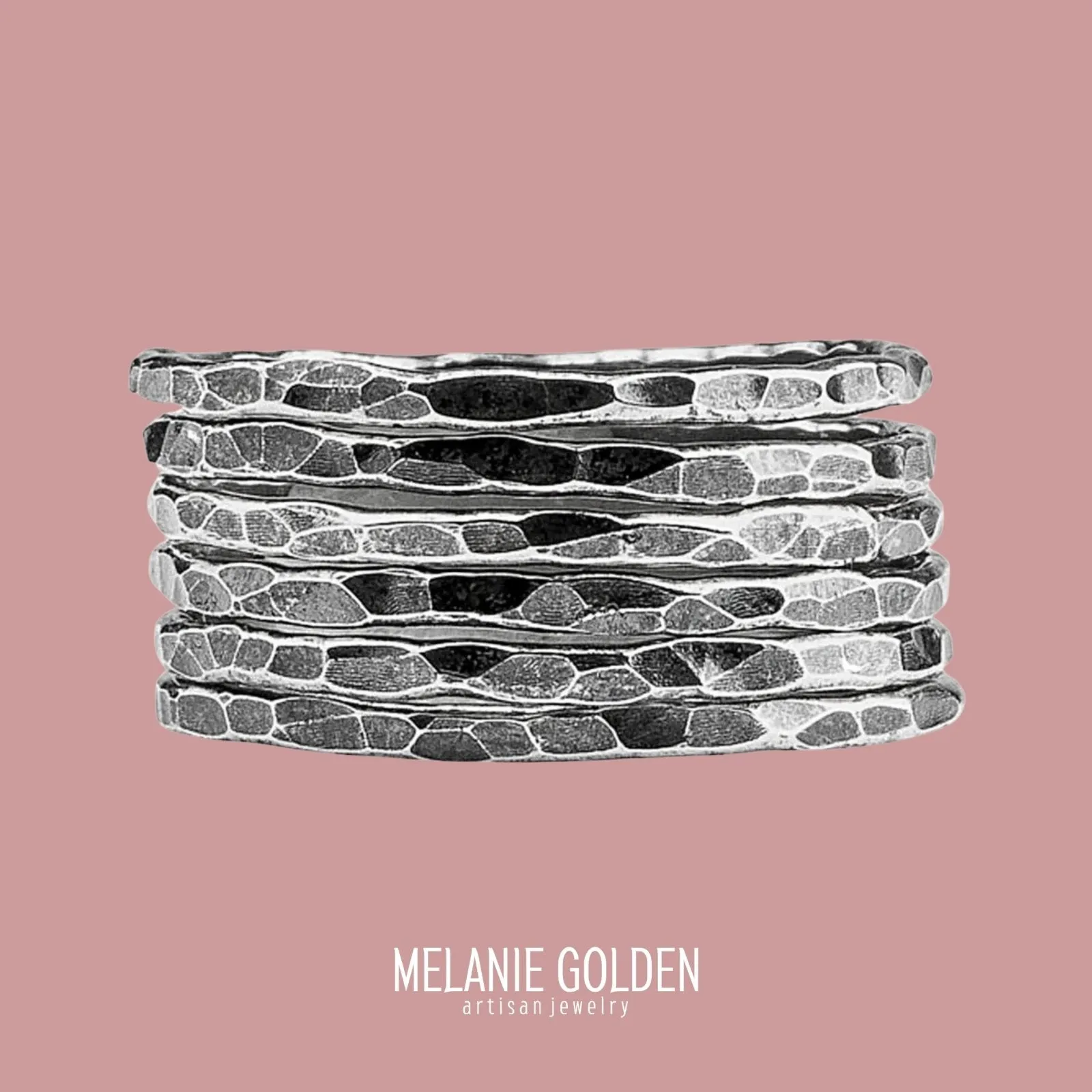 Hammered Stacking Rings | Oxidized Silver