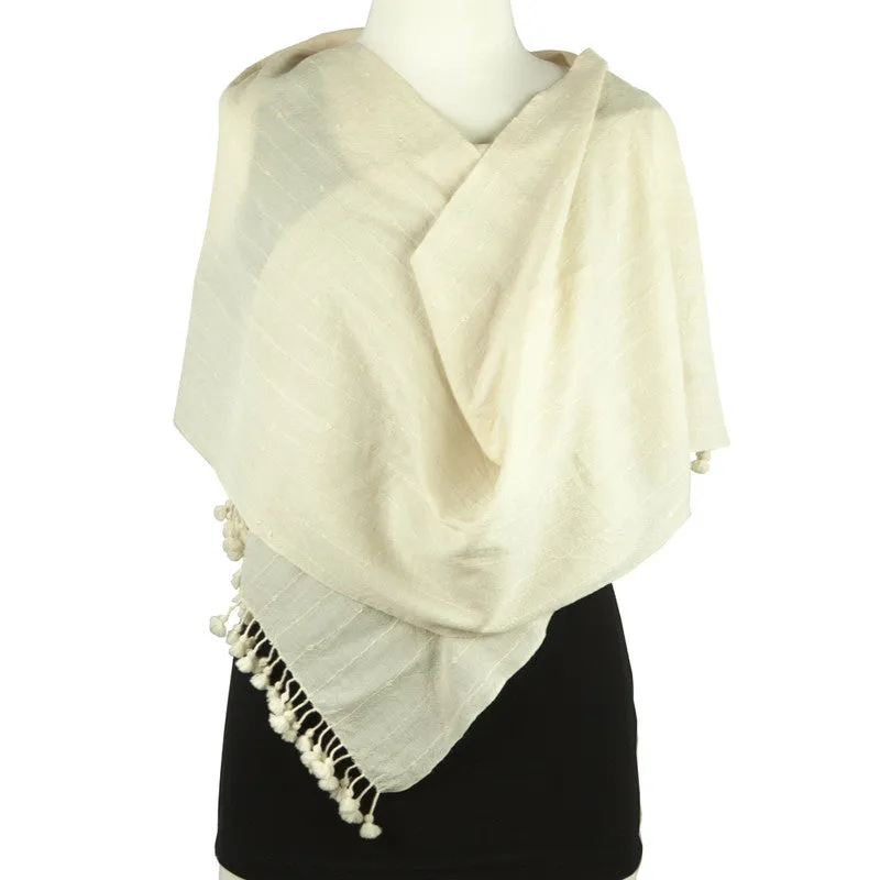 Hand Woven Woollen Scarf with Tassel Fringe