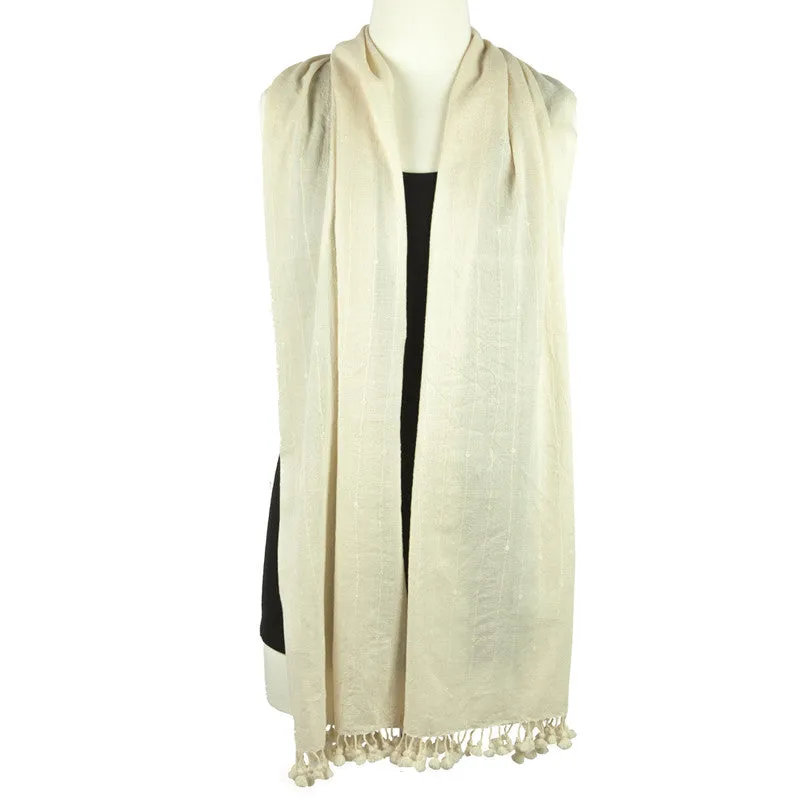 Hand Woven Woollen Scarf with Tassel Fringe