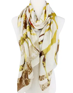 JC071130 Olive-Brown Art Tree Branch Scarf