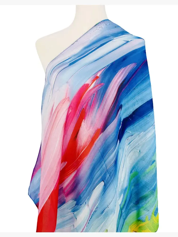 JC071132 Blue-Fuchsia Abstract Scarf