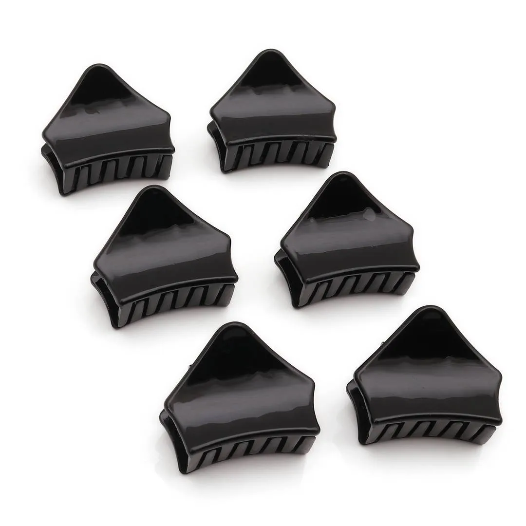 Lavish Black Plastic Butterfly Clip For Women And Girls - Pack of 6