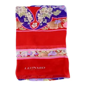 Leonard Paris Scarf Red Purple Floral - Chiffon Silk Shawl BLACK FRIDAY SALE