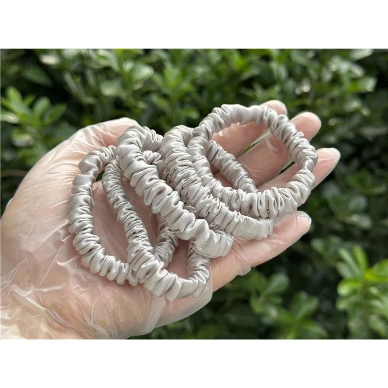 Light Grey silk scrunchies mini