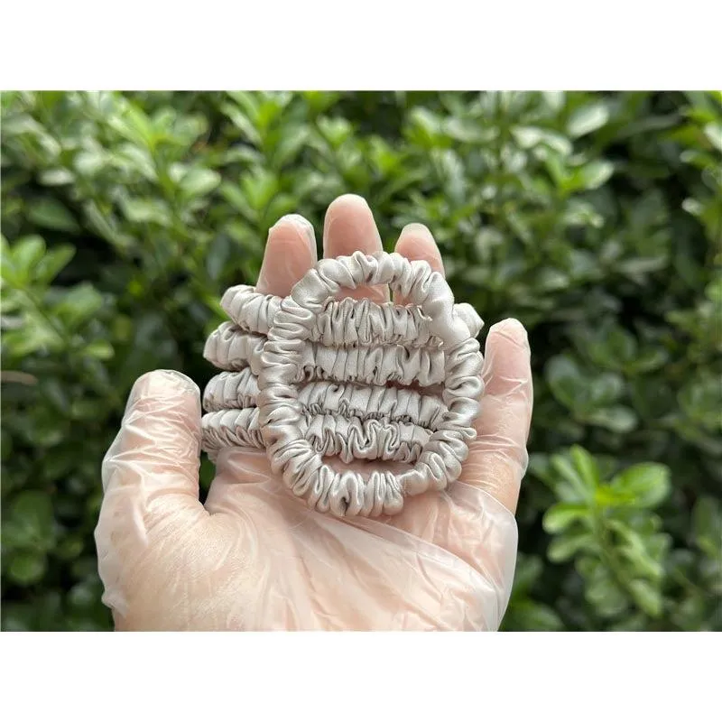 Light Grey silk scrunchies mini