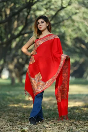 LOVELY RED COLOUR TILLA EMBROIDERED STOLE DEPICTS COURAGE AND RELIGIOUS FERVOR