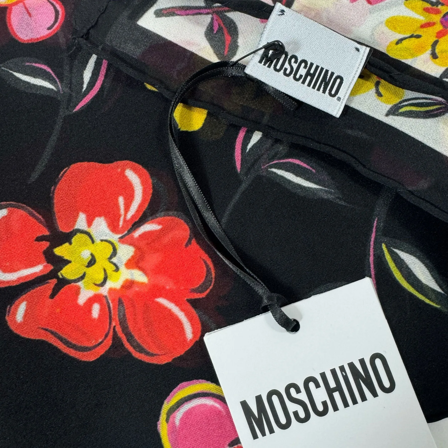 Moschino Scarf Floral Toy Bear Design - Square Silk Foulard FINAL SALE