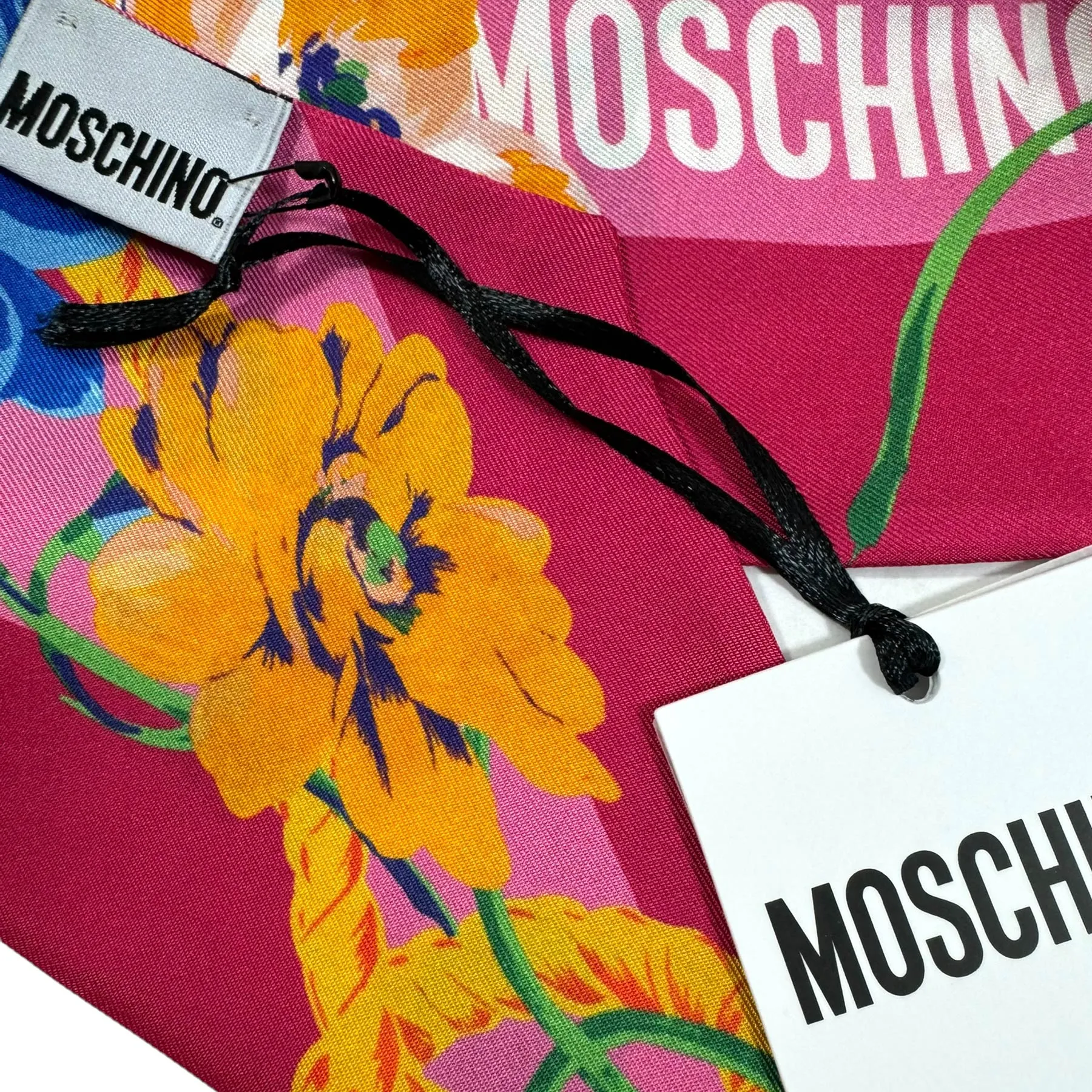 Moschino Twilly Pink Floral Design - Skinny Scarf SALE