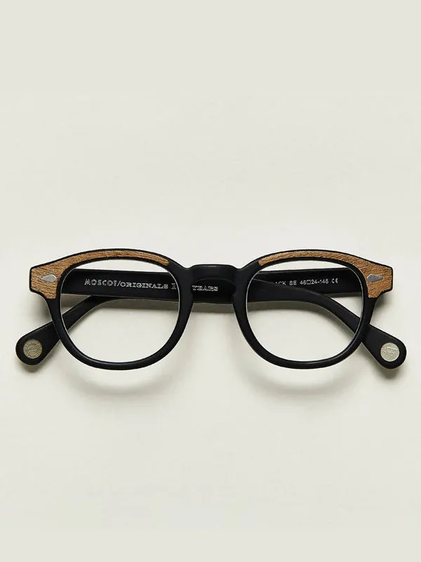 Moscot Lemtosh Optical Glasses in Matte Black/Wood Color