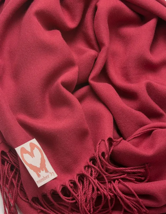 Mulberry Red Wedding Pashmina - Made In Italy