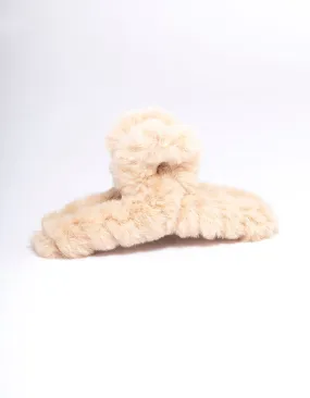 Neutral Faux Fur Hair Claw Clip