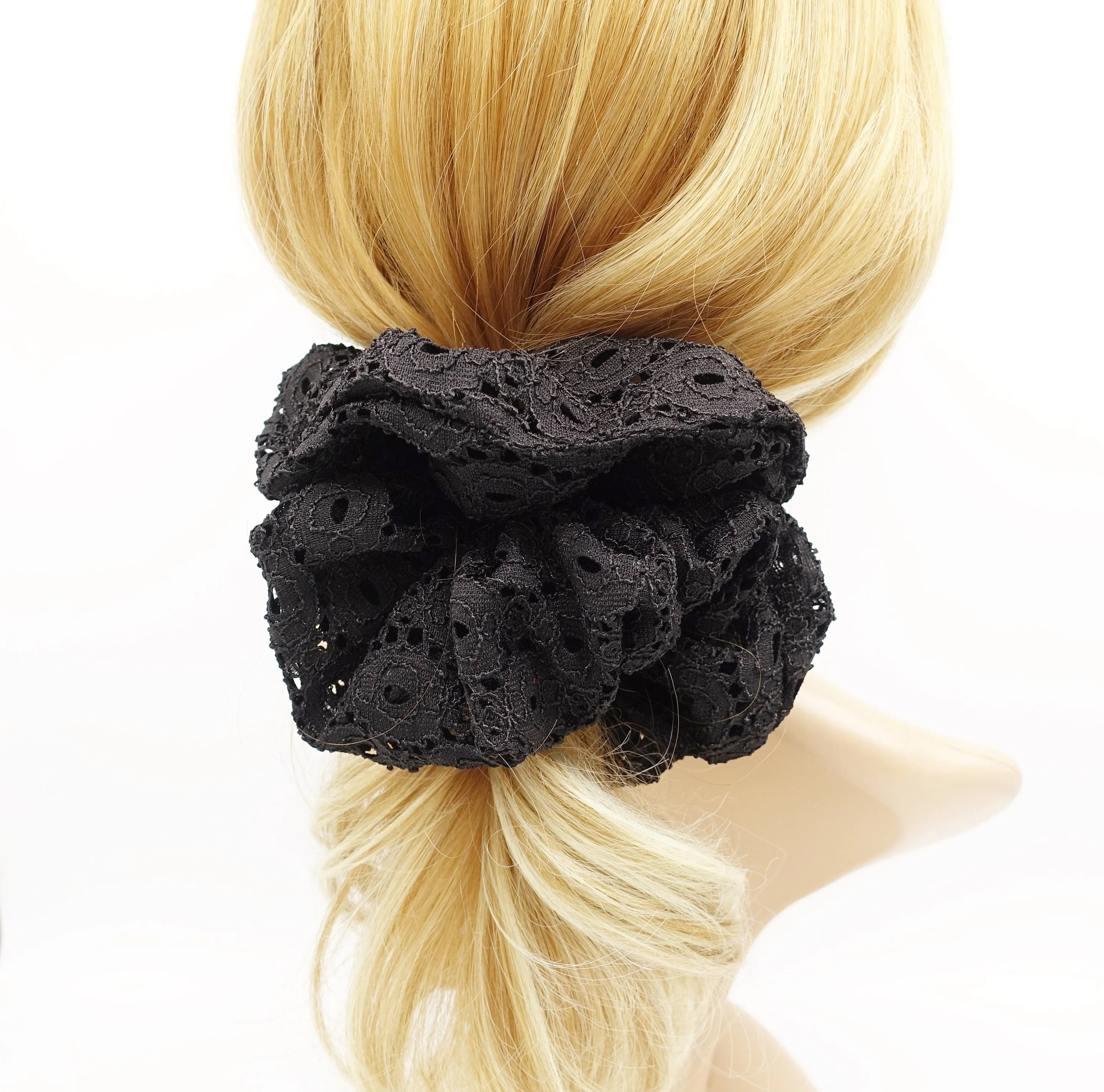 oversized eyelet lace scrunchies big scrunchies elastic hair accessory for women