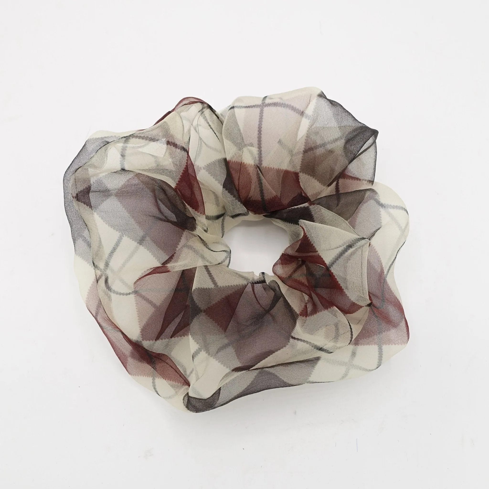 oversized organza scrunchies argyle pattern hair elastic scrunchie women hair accessories