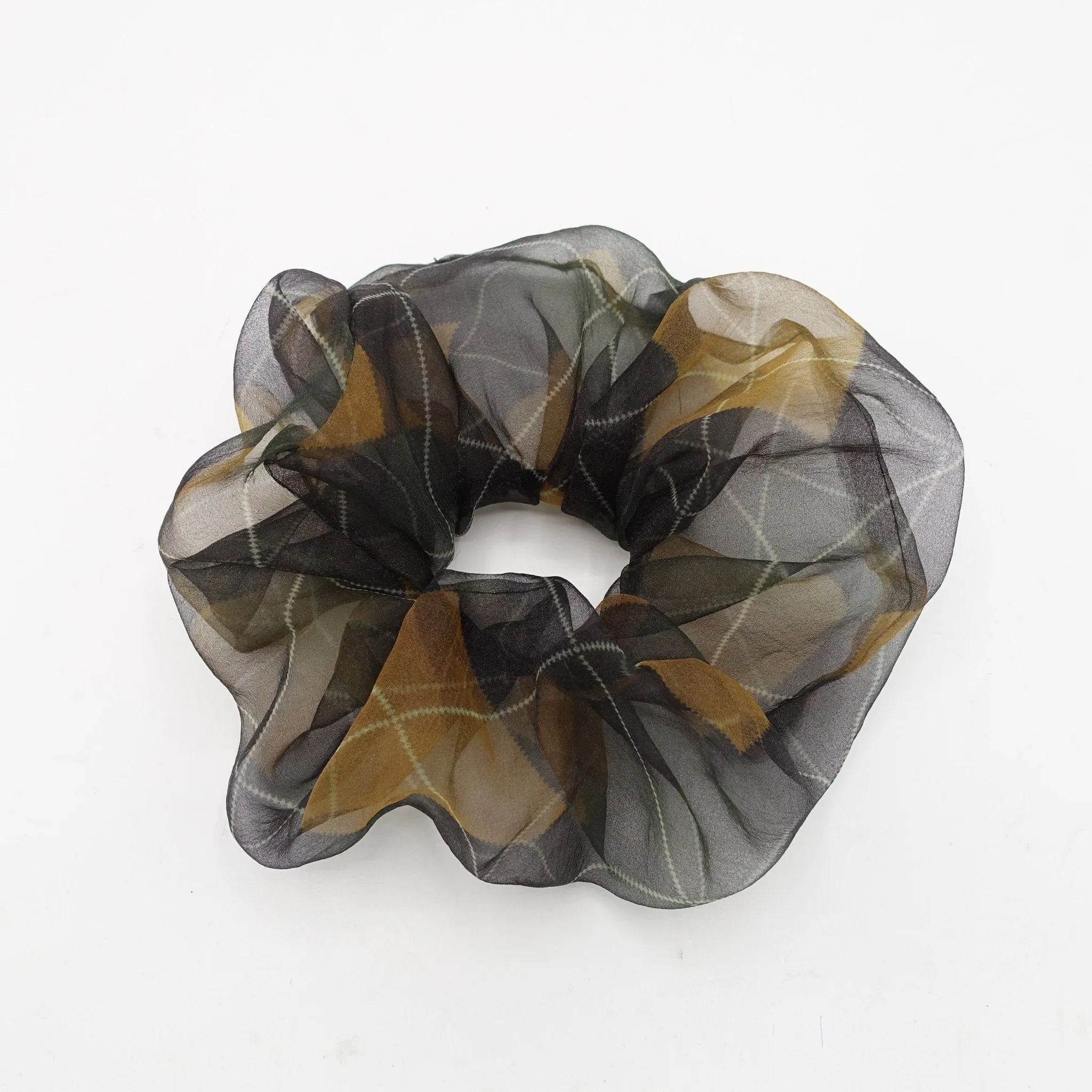 oversized organza scrunchies argyle pattern hair elastic scrunchie women hair accessories