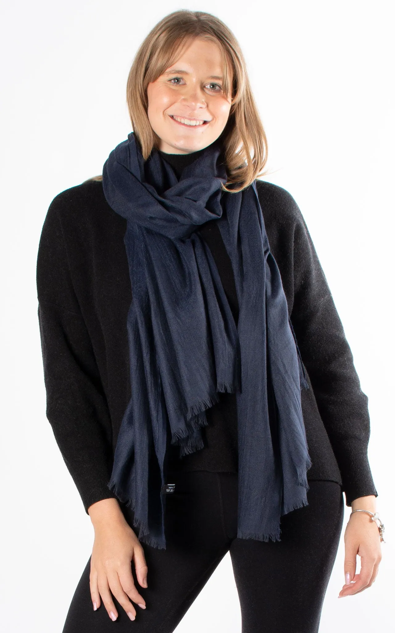 Oversized Pashmina Shawl Wrap Scarf - Navy