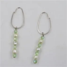 Pale Green Pearl Hoop Earrings