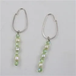 Pale Green Pearl Hoop Earrings