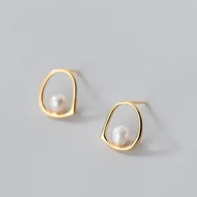 Pearl Hoop Stud Earring