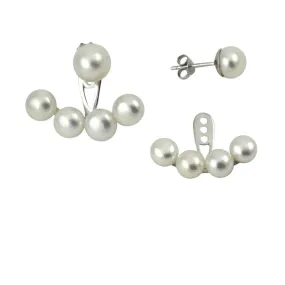 "Poppy Pearls" Sterling Silver Jacket Stud Earrings