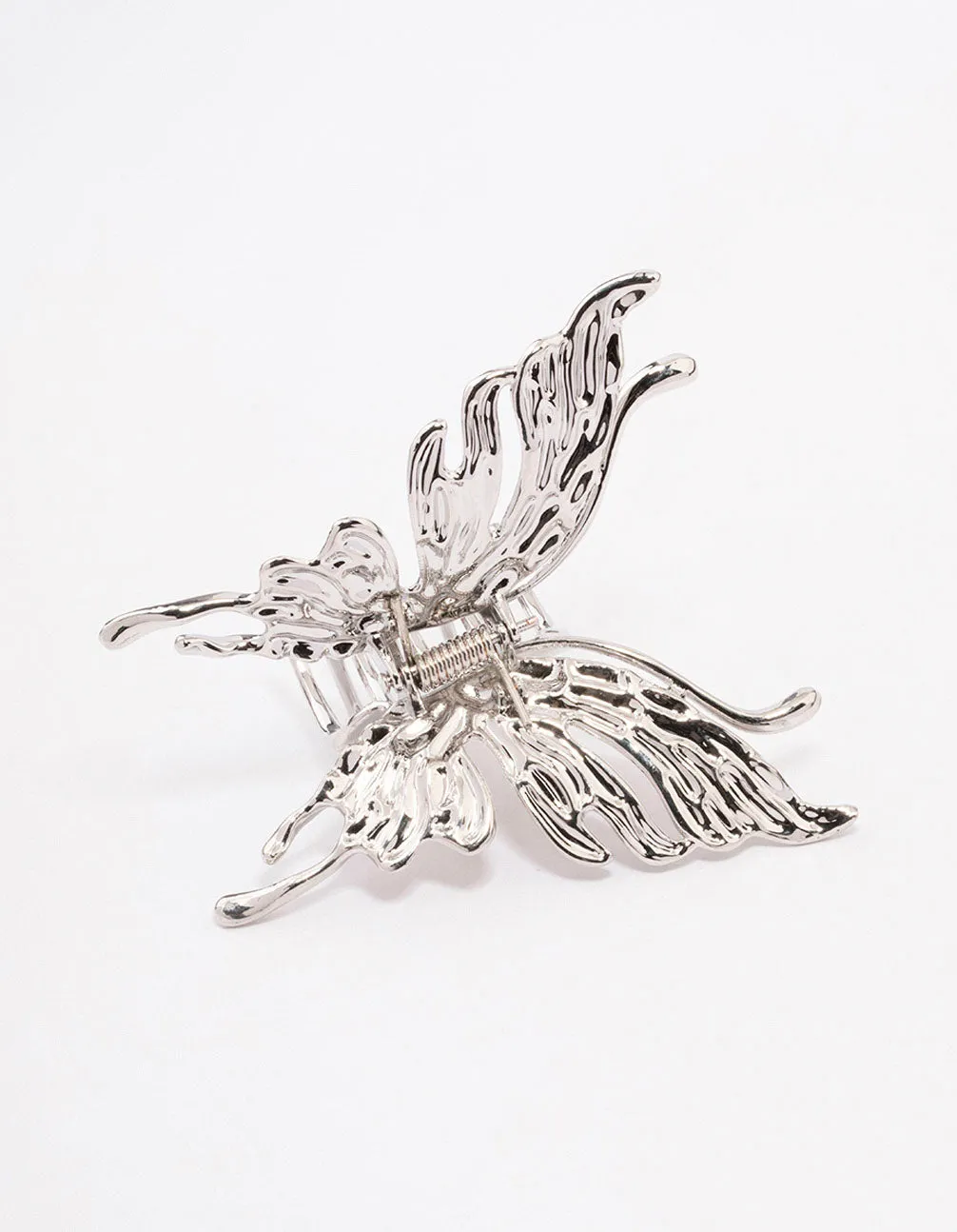 Rhodium Melted Butterfly Hair Claw Clip