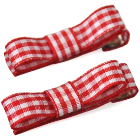 School Ribbon Clippies Sold in Pairs -  in Gingham Ribbon