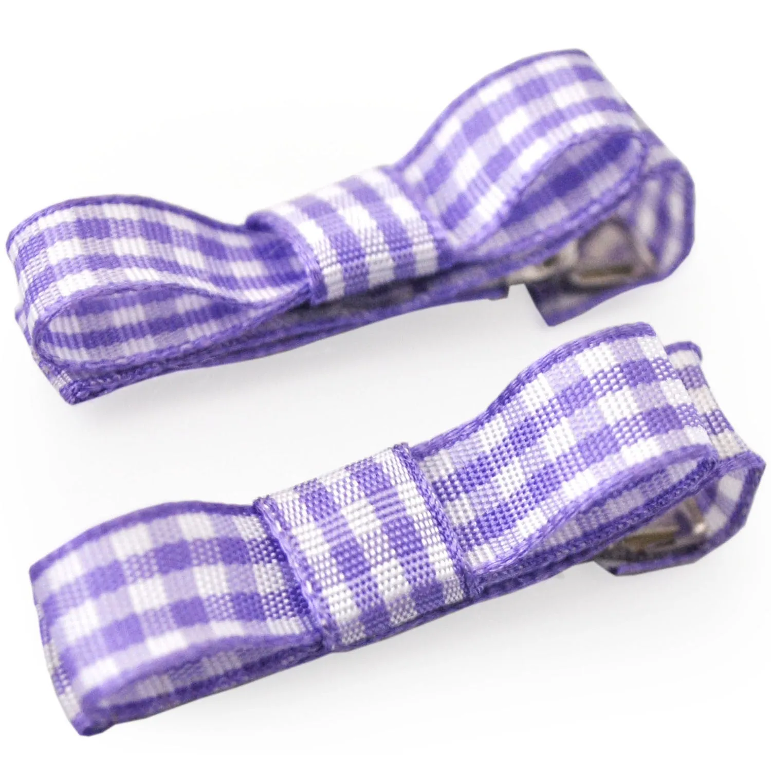 School Ribbon Clippies Sold in Pairs -  in Gingham Ribbon