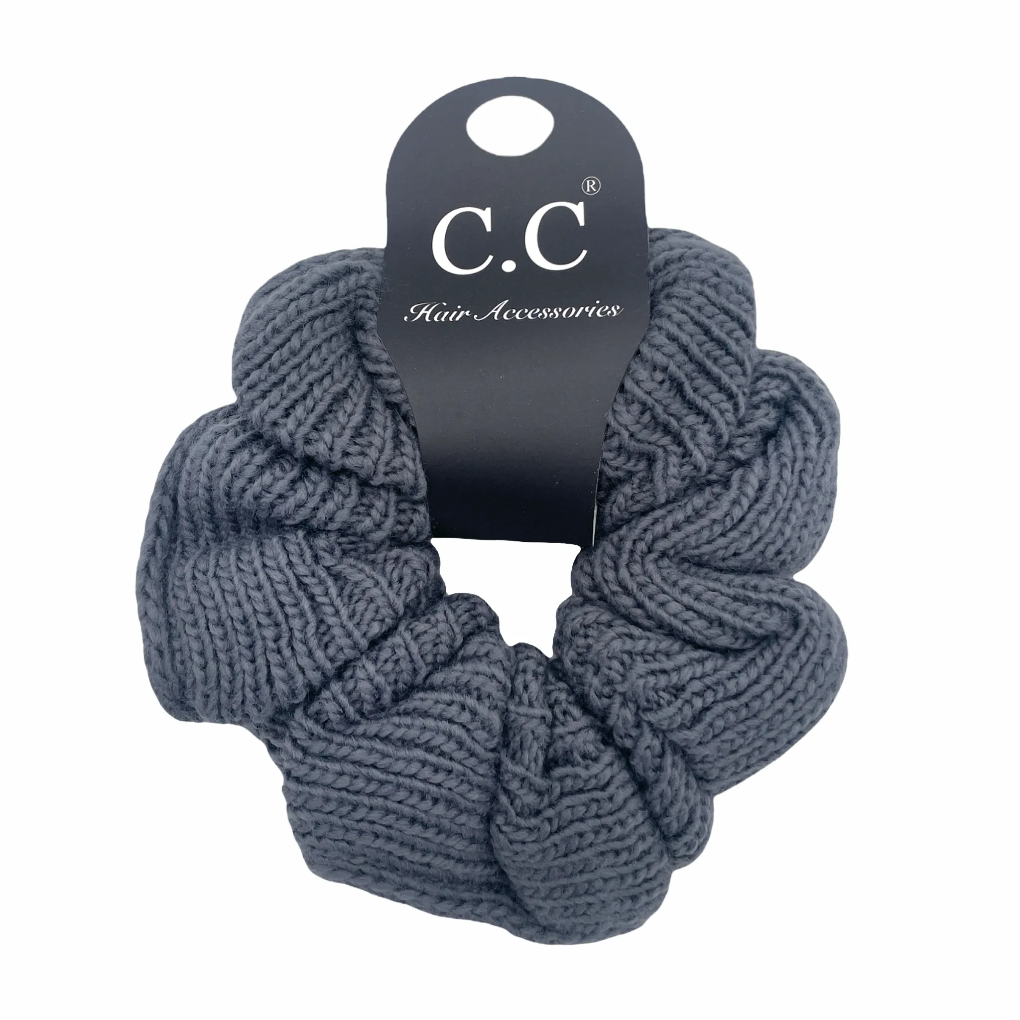 SCR-04 C.C KNIT SCRUNCHIE GREY