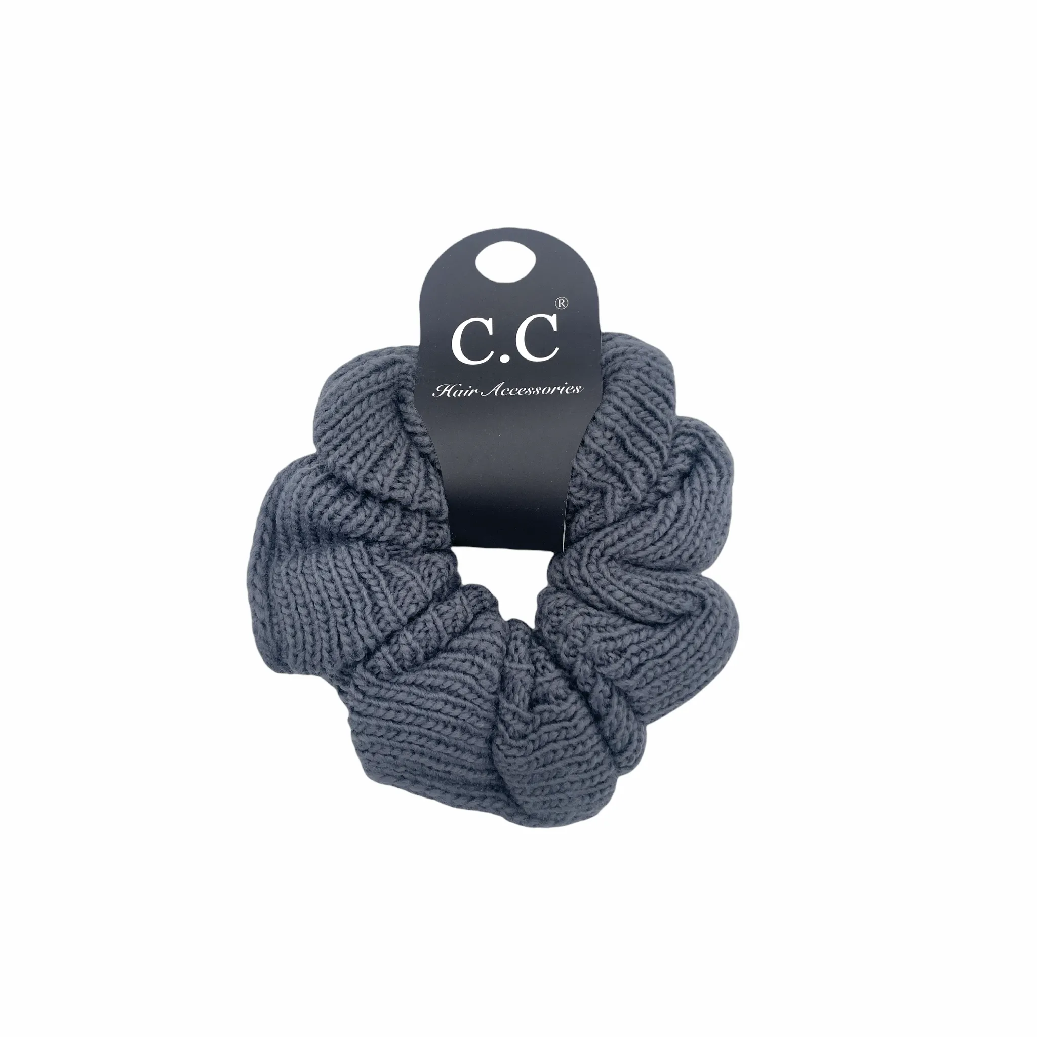 SCR-04 C.C KNIT SCRUNCHIE GREY