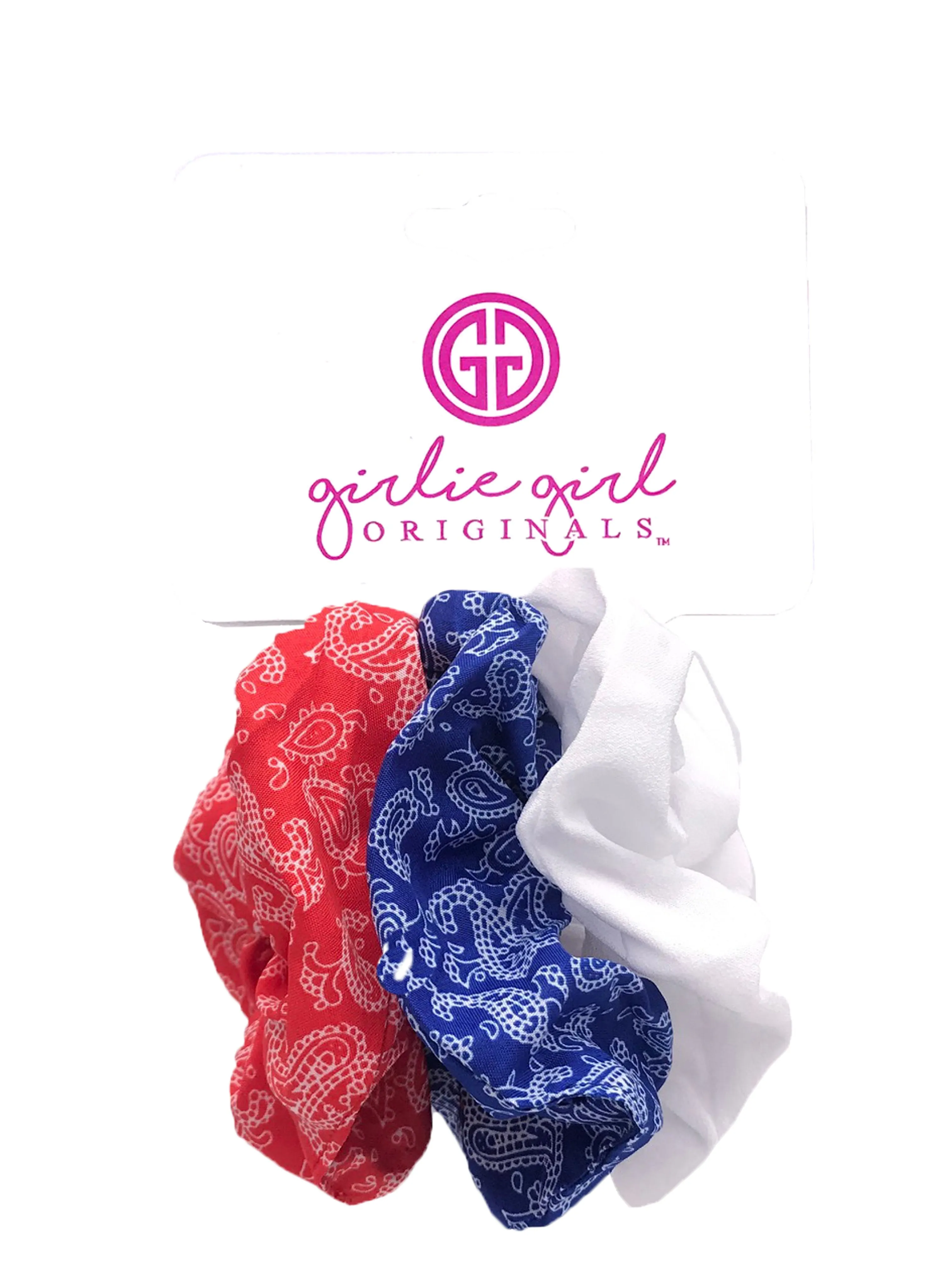 SCR-31-BAN Red/Wht/Blu Assorted Scrunchies