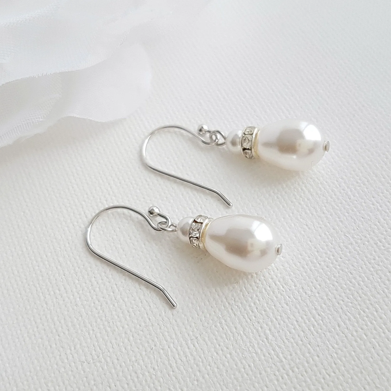 Simple Gold Earrings With Pearl Drops -June