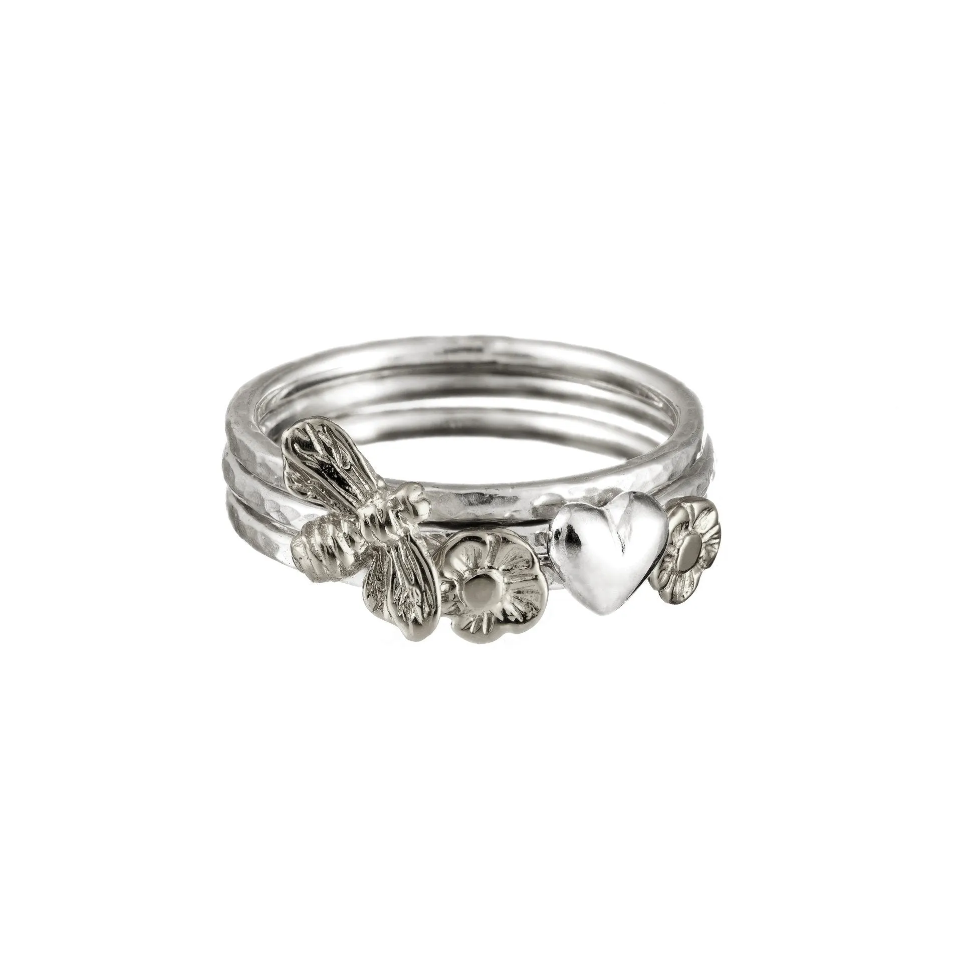 Stacking Rings with Silver Celtic Symbols