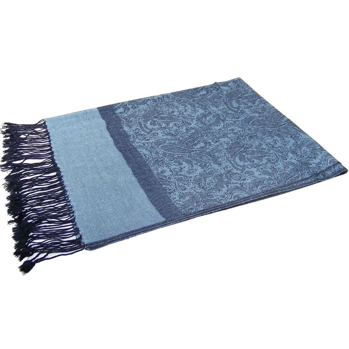 Steel Blue Paisley Pashmina Scarves