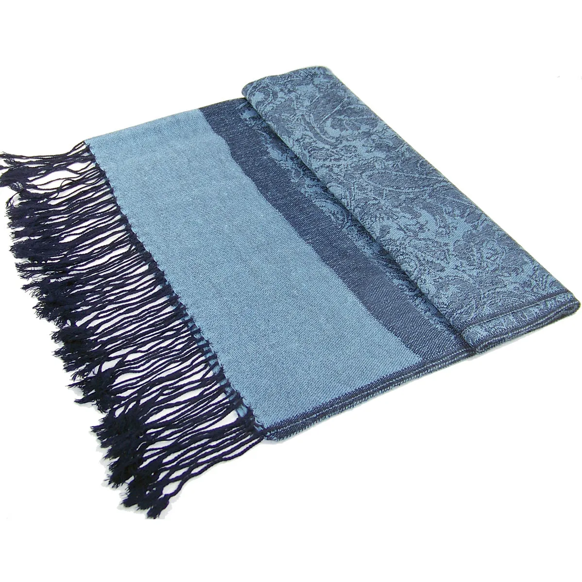 Steel Blue Paisley Pashmina Scarves