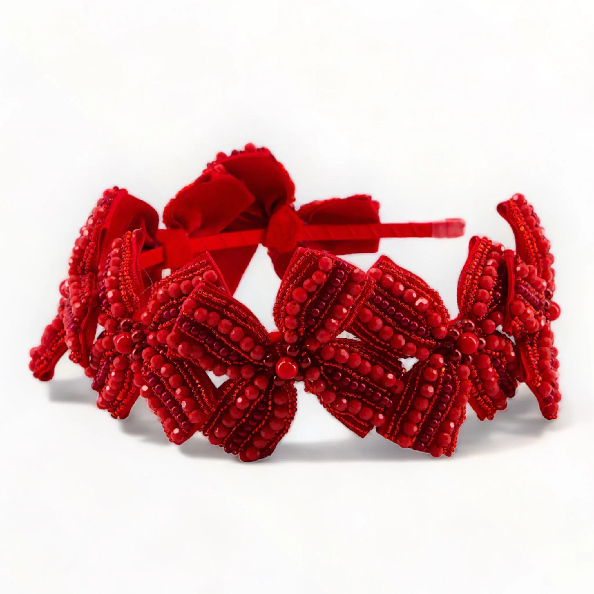 The Sariel Designer Girls Red Bow Headband