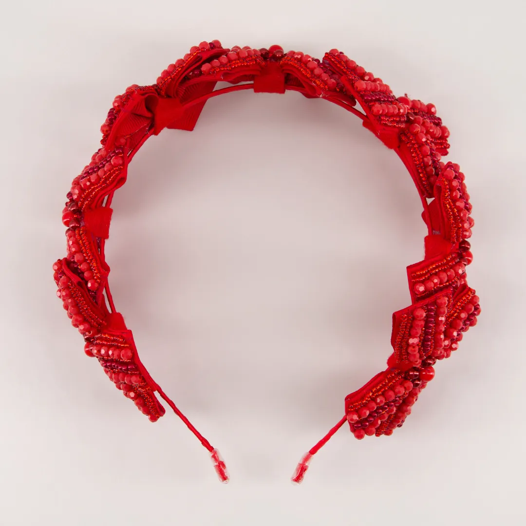 The Sariel Designer Girls Red Bow Headband