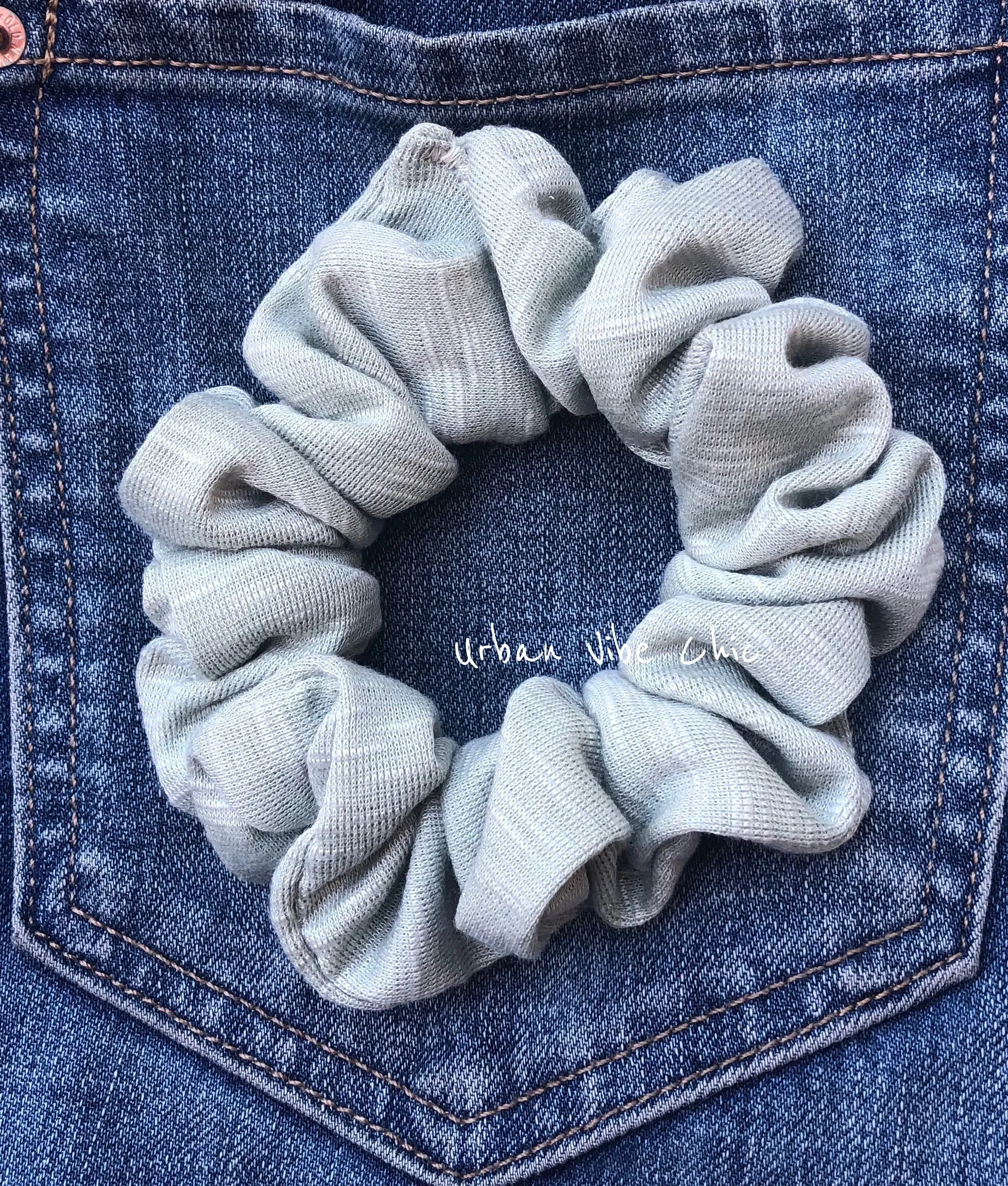 Unique Hair Knit Scrunchies - Olive Green