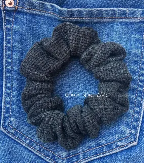 Unique Hair Knit Scrunchies - Olive Green