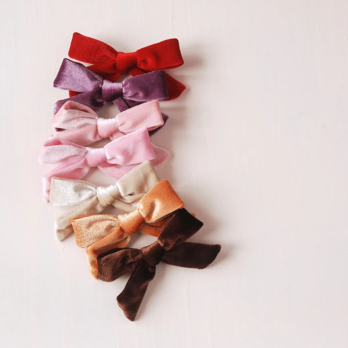 Velveteen Velvet Bow Children's Hair Clips - Red