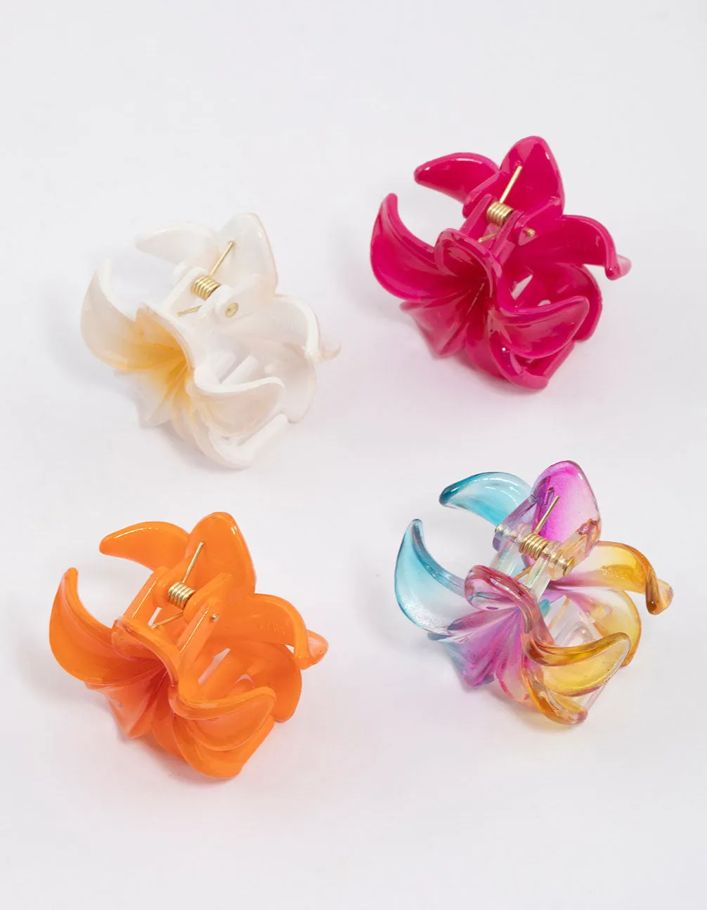 Vibrant Hibiscus Hair Claw Clip 4-Pack