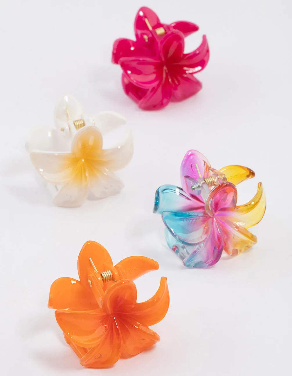 Vibrant Hibiscus Hair Claw Clip 4-Pack