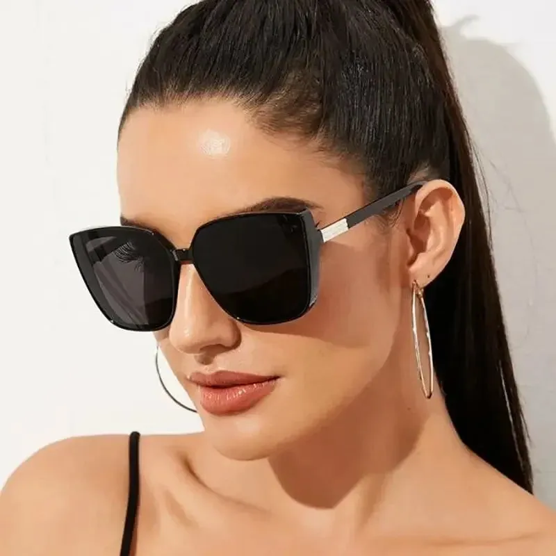 Vintage Black Square Cat Eye Sunglasses for Women