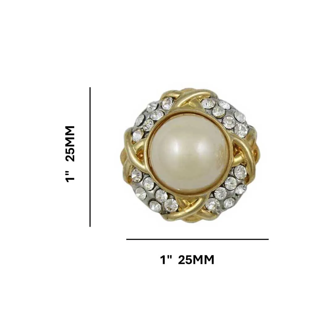 White Dome Pearl Surrounded by Crystals Clip Earring - PRE350