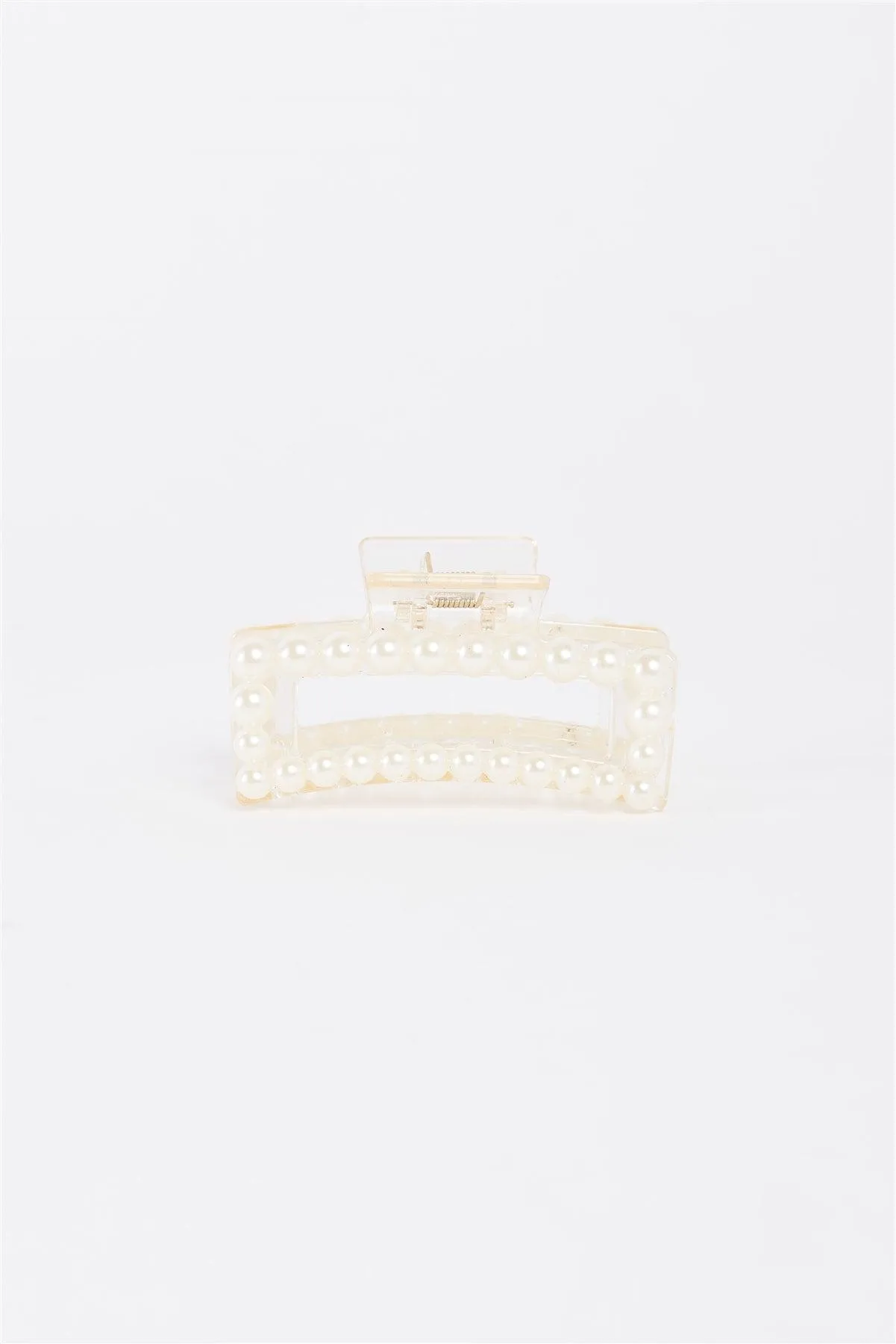 White Pearl Glossy Clam Hair Clip /1 piece