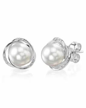 White South Sea Pearl and Diamond Khilana Stud Earrings